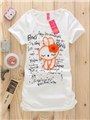 2013最新款可爱小白兔绣花中长款修身T恤 图片