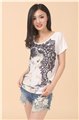 供应美女猫咪图案钉珠休闲T恤 W-8012 供应信息