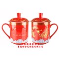 寿辰寿诞祝寿礼品陶瓷中国红寿杯定制厂家 图片